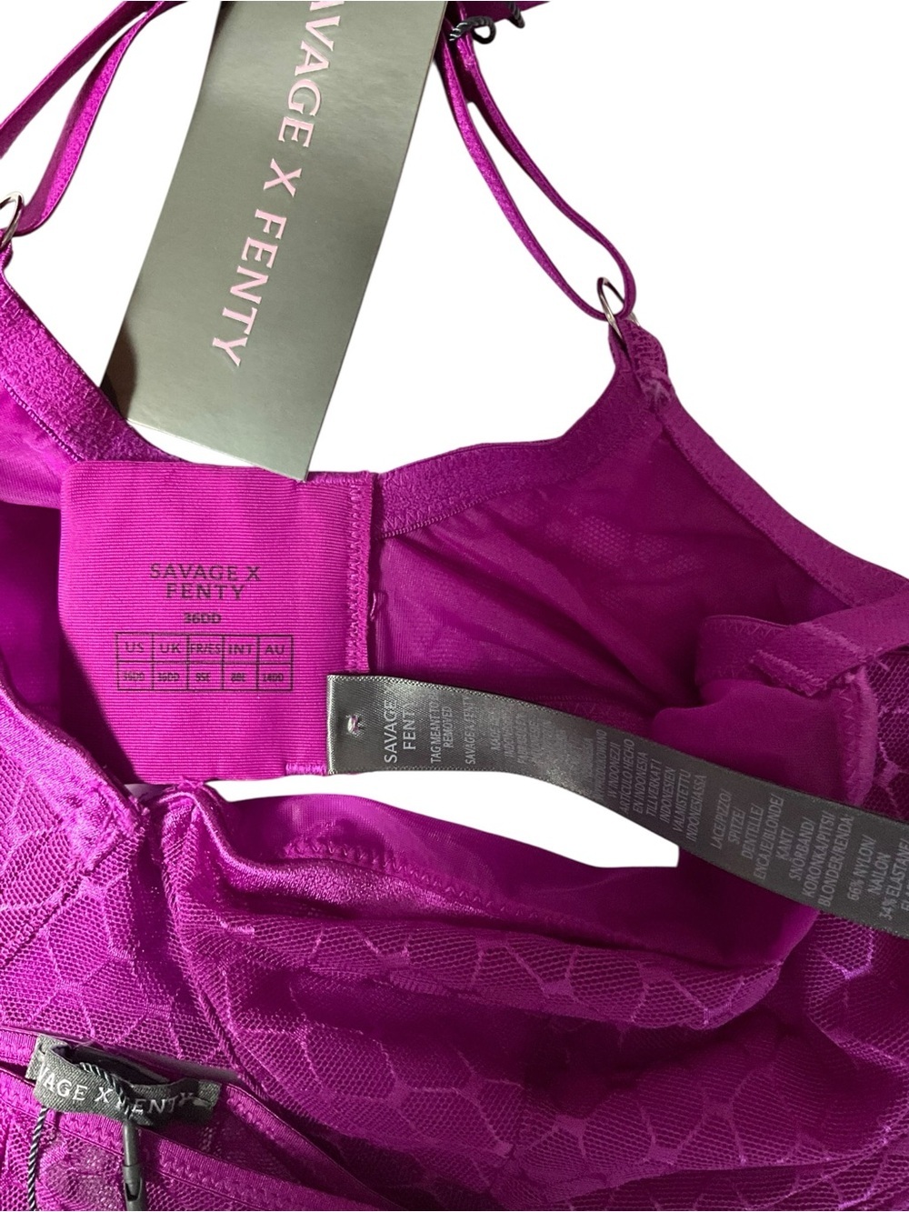 Savage X Fenty Purple Lace Underwire Bra & Bikini Set - Picture 4 of 5